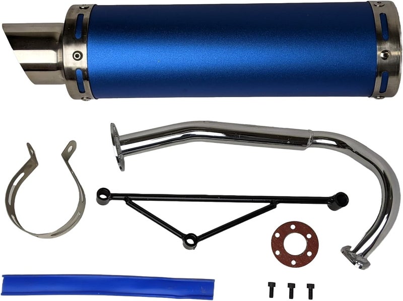 RedCap High Performance Exhaust System Muffler for GY6 50cc Scooter Moped TaoTao Jonway Kymco 139QMB (Blue) - Image 1